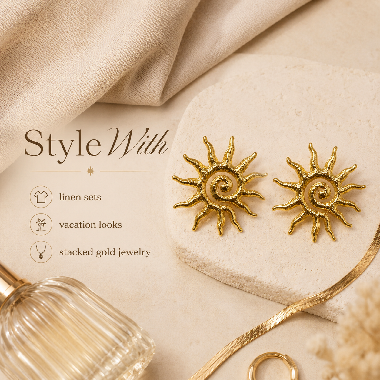 Golden Sun Earrings product guide graphic