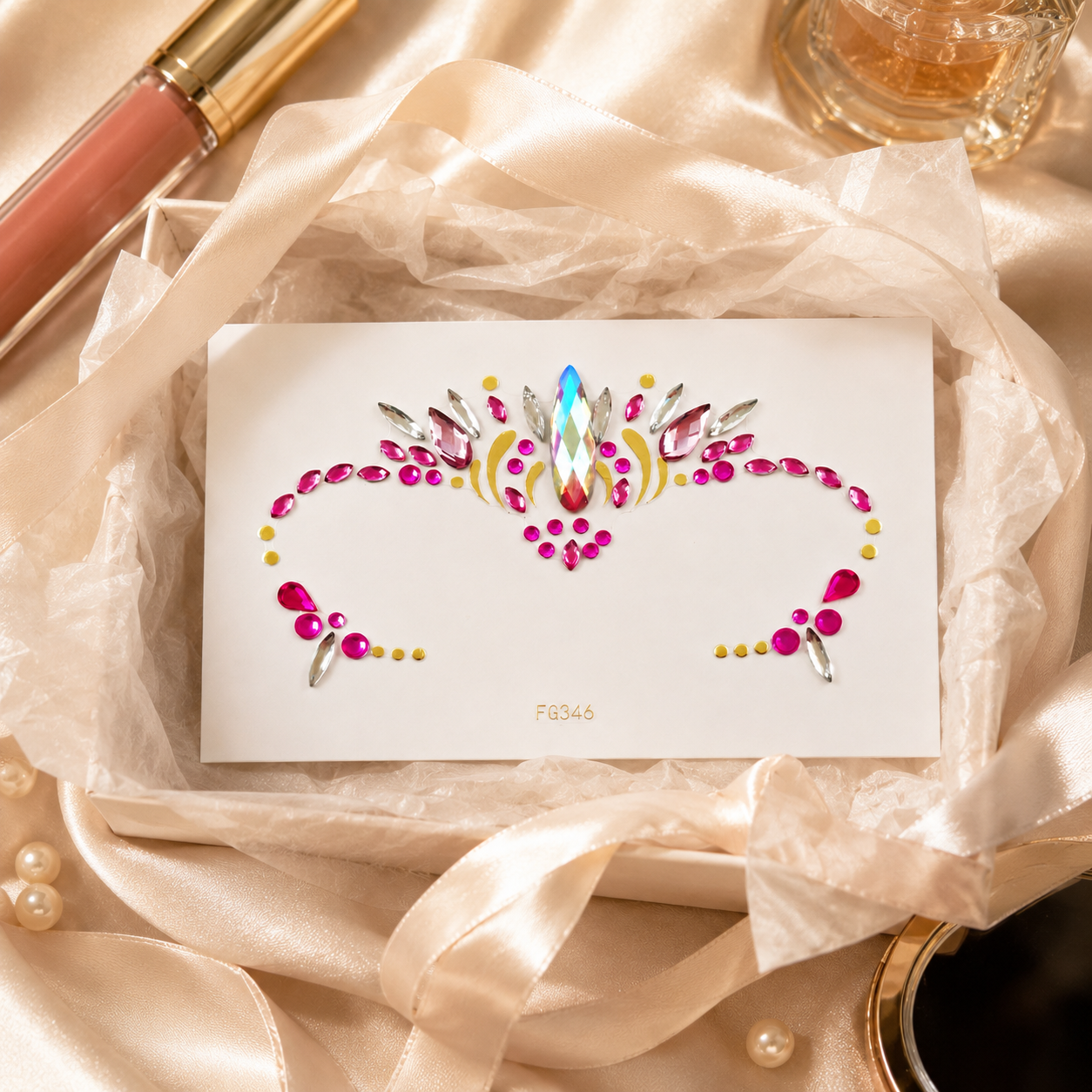 Hot Pink Festival Face Gems gift-ready packaging image