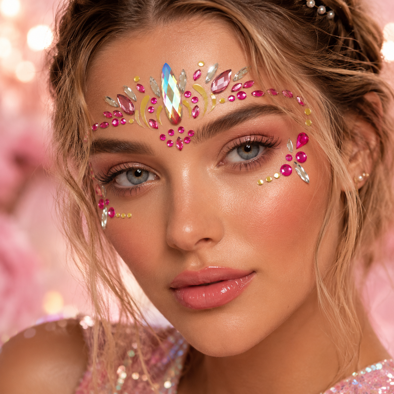 Hot Pink Festival Face Gems lifestyle image