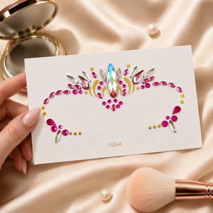 Hot Pink Festival Face Gems shown with scale reference