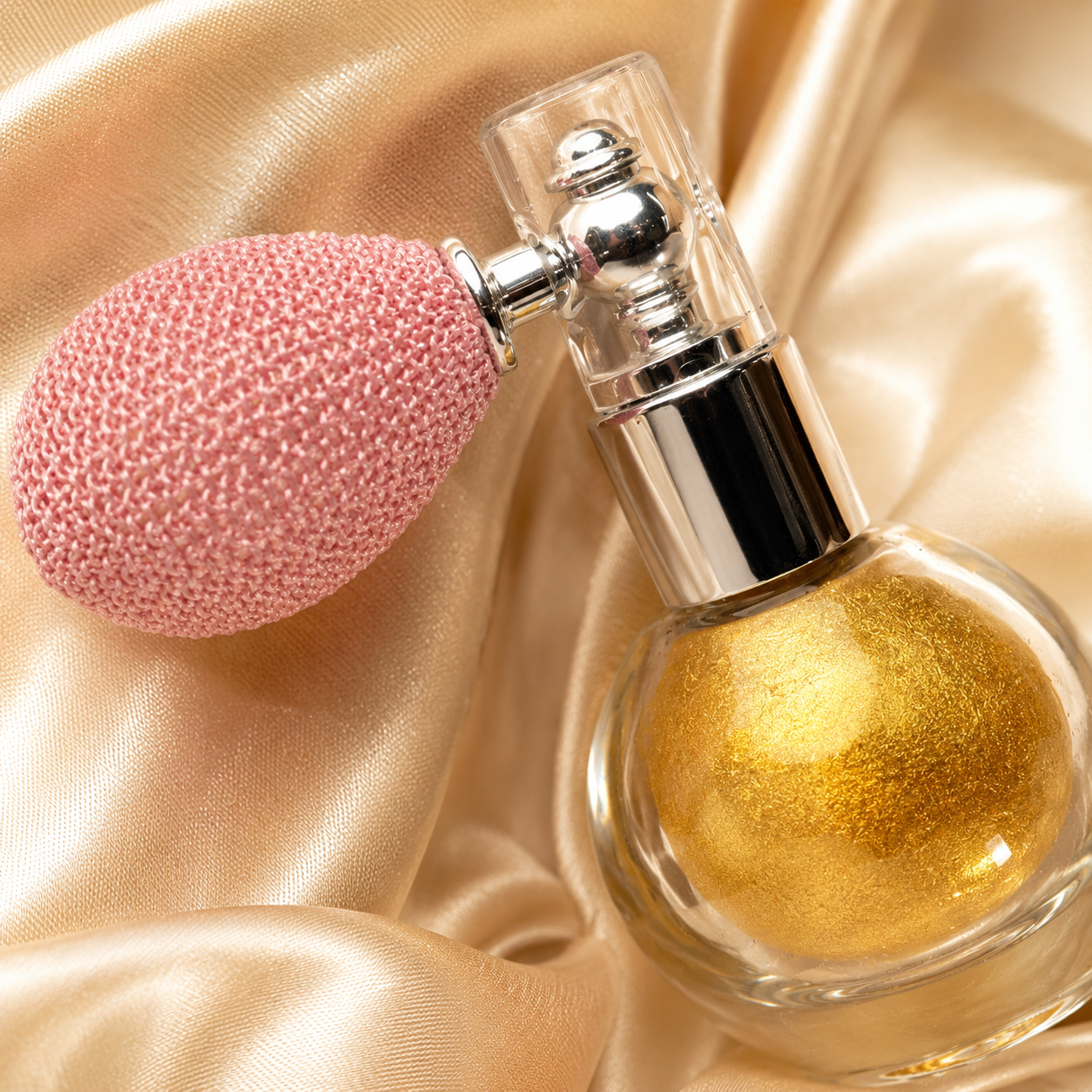Close-up detail of Luxury Gold Body and Hair Shimmer Powder