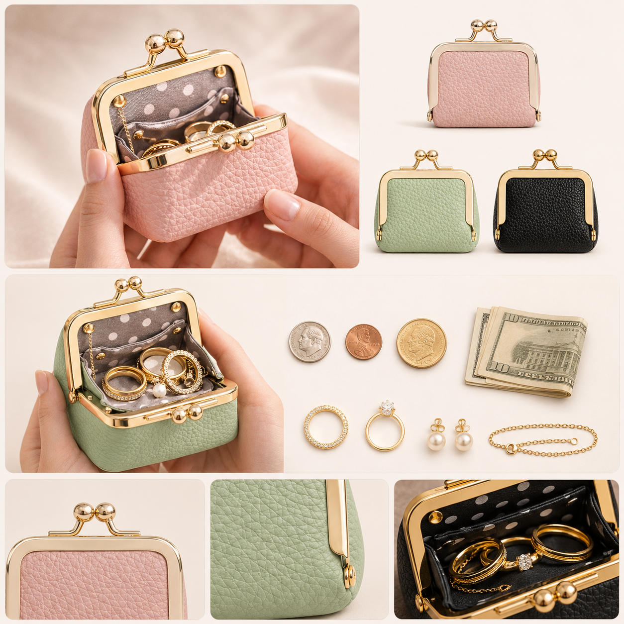 Mini Leather Coin Purse Wallet product guide graphic
