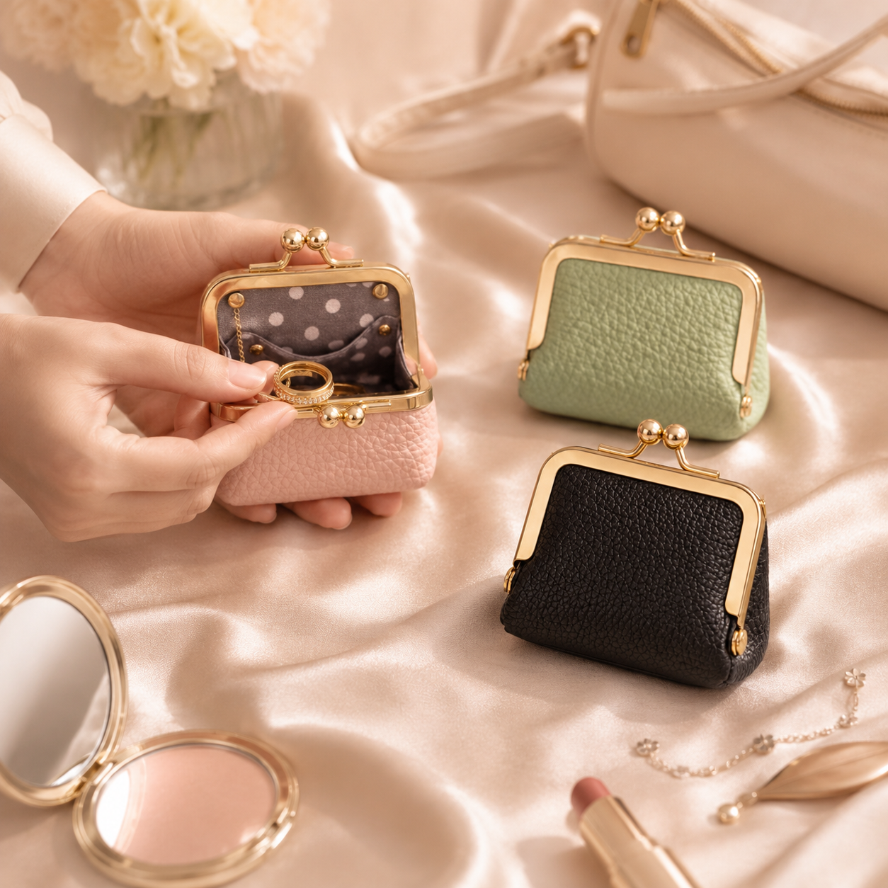 Mini Leather Coin Purse Wallet lifestyle image