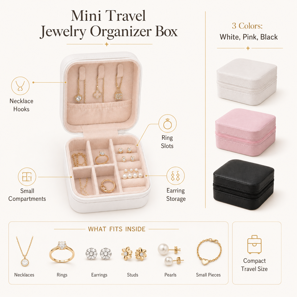 Mini Travel Jewelry Organizer Box product guide graphic