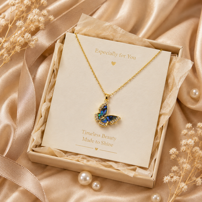 Natural Shell Butterfly Necklace gift-ready packaging image