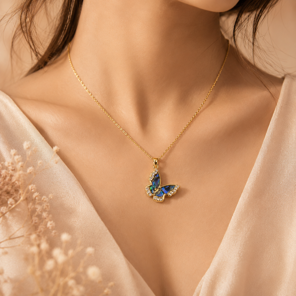 Natural Shell Butterfly Necklace lifestyle image