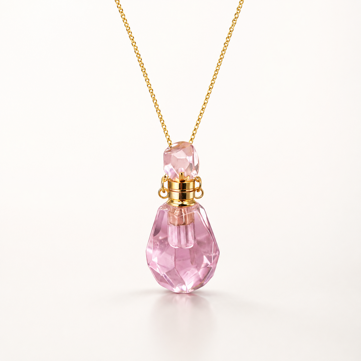 Pink Crystal Perfume Bottle Necklace product image