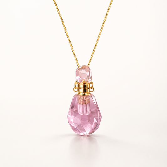 Pink Crystal Perfume Bottle Necklace product image