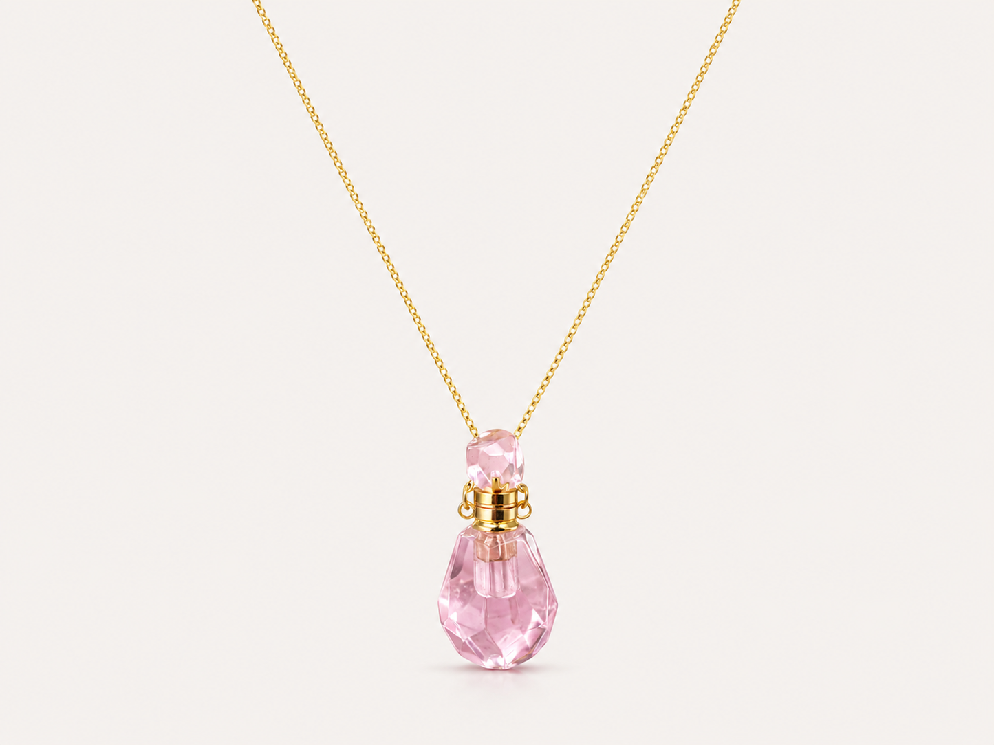 Pink Crystal Perfume Bottle Necklace lifestyle image