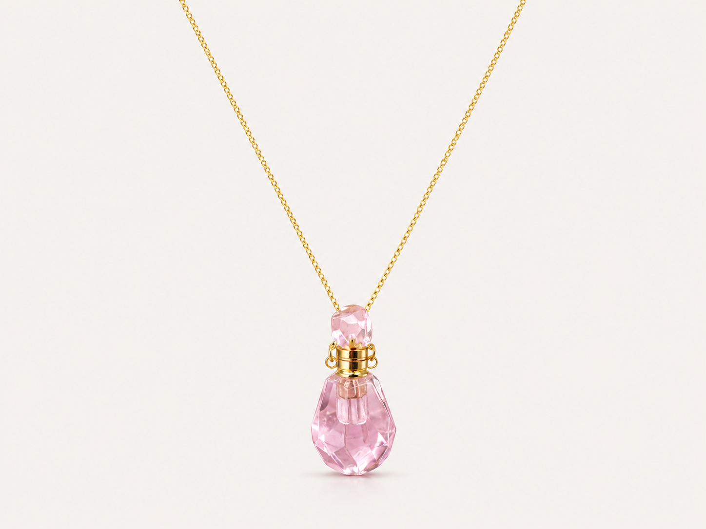 Pink Crystal Perfume Bottle Necklace lifestyle image