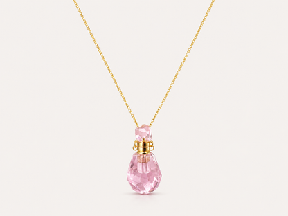 Pink Crystal Perfume Bottle Necklace lifestyle image