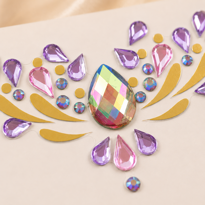 Close-up detail of Pink and Purple Festival Face Gems