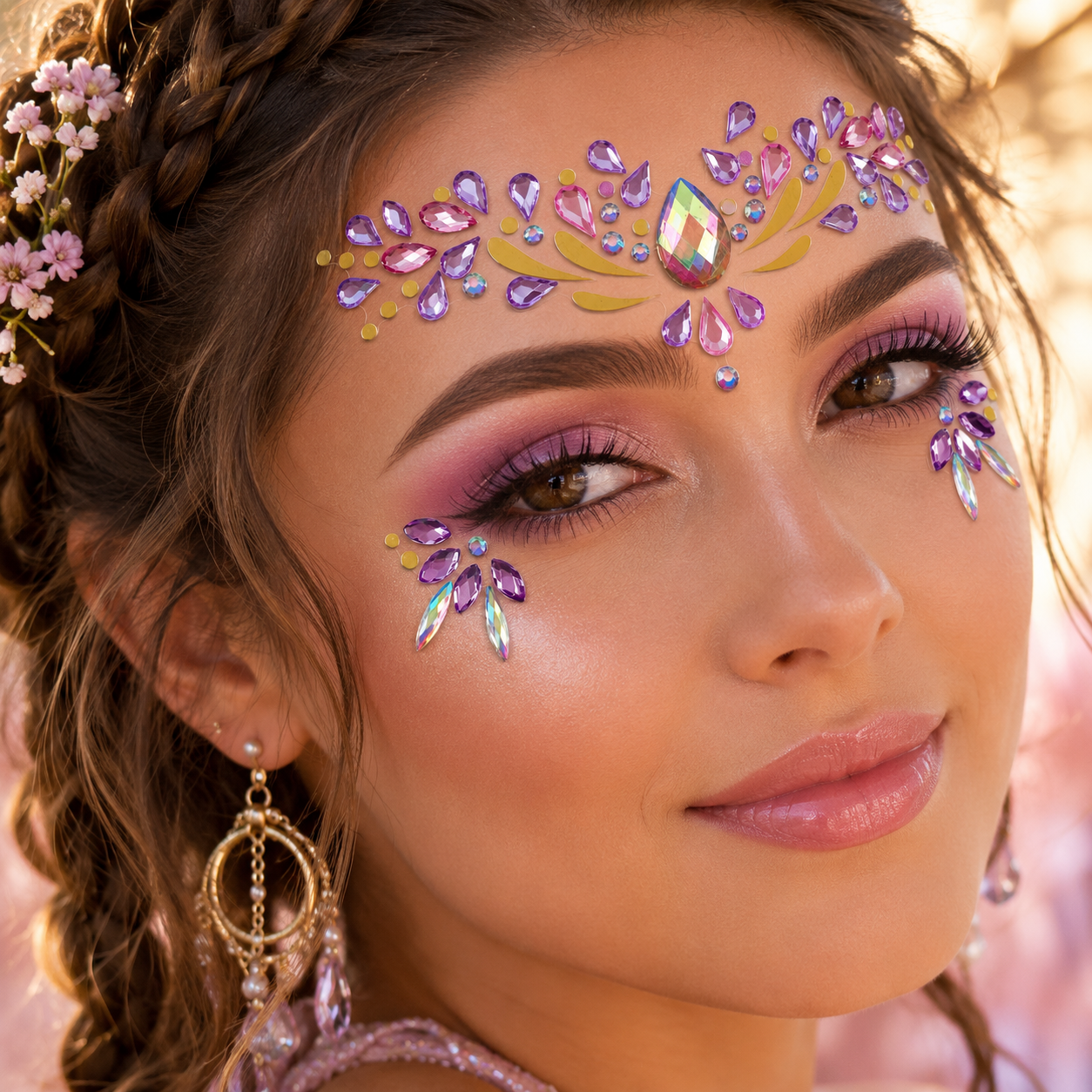 Pink and Purple Festival Face Gems lifestyle image