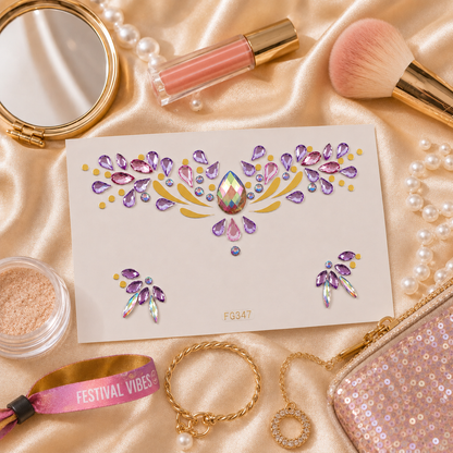 Pink and Purple Festival Face Gems styling inspiration image