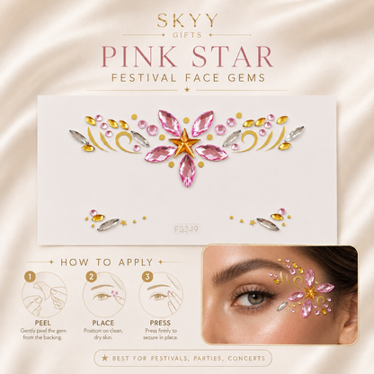 Pink Star Festival Face Gems product guide graphic