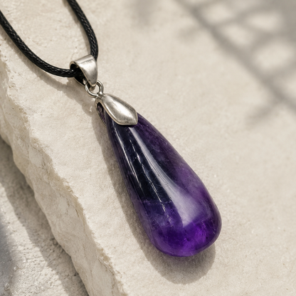 Close-up detail of Purple Crystal Pendant Necklace