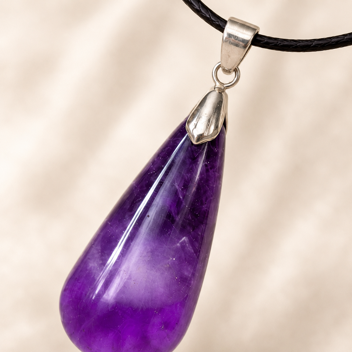 Close-up detail of Purple Crystal Pendant Necklace