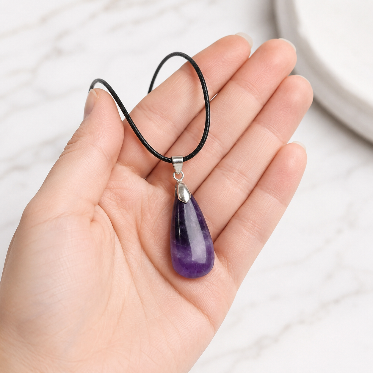Purple Crystal Pendant Necklace lifestyle image