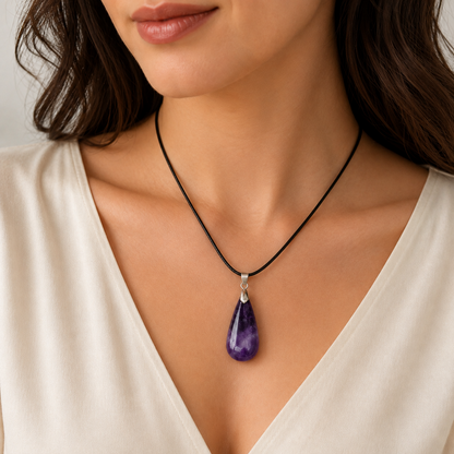 Purple Crystal Pendant Necklace lifestyle image