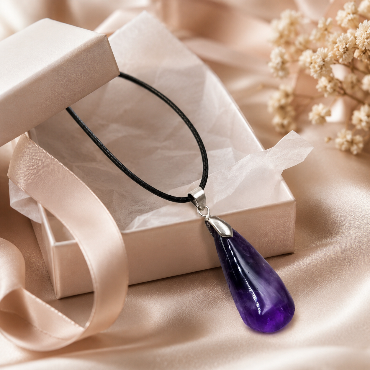Purple Crystal Pendant Necklace styling inspiration image