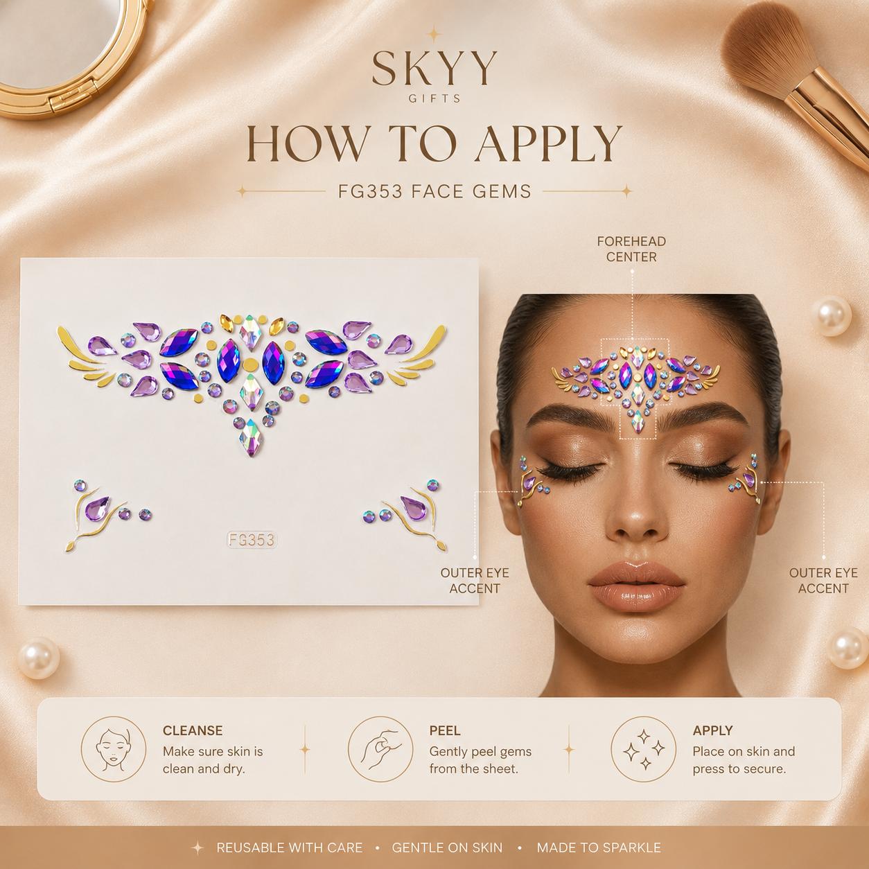 Rainbow Jewel Festival Face Gems product guide graphic