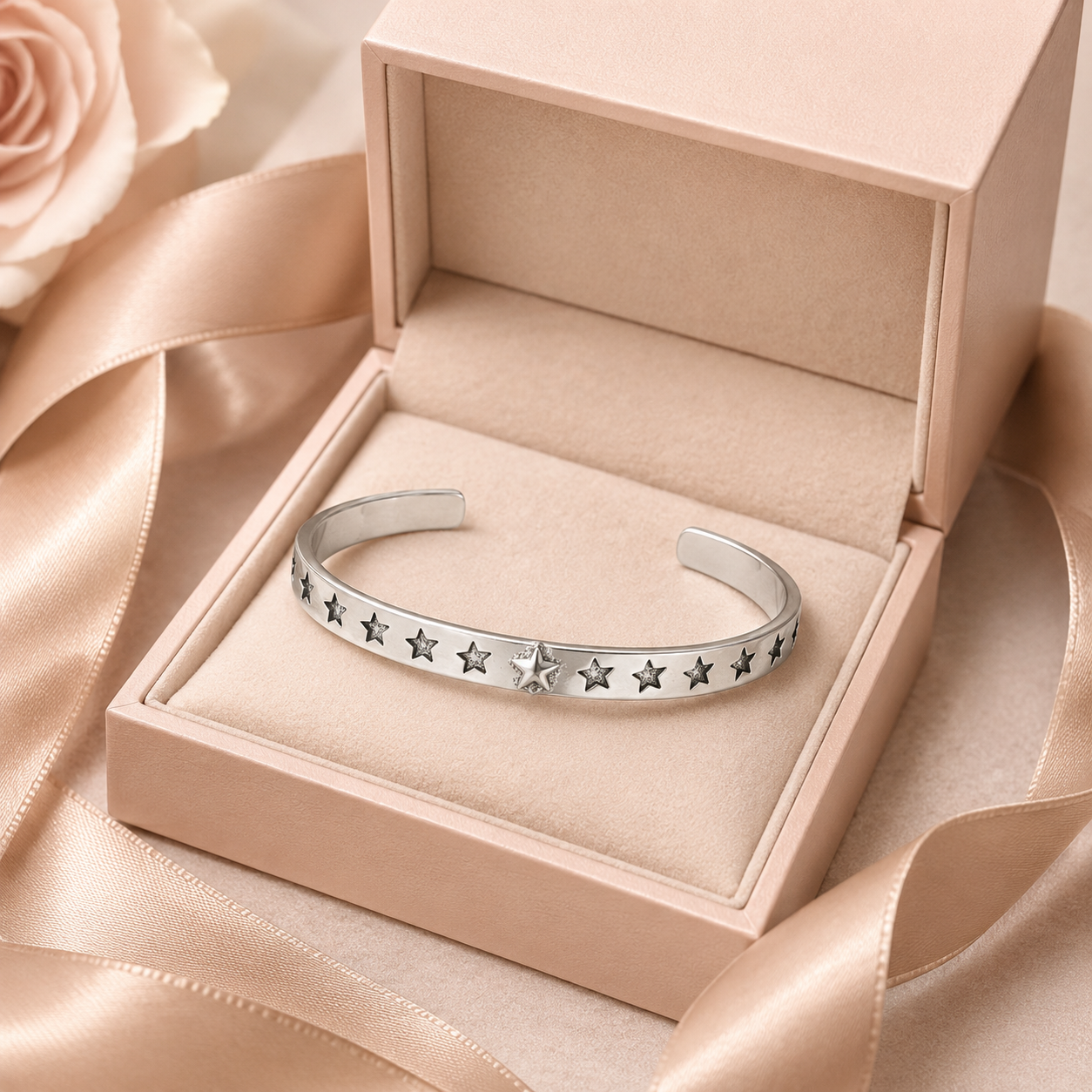 Silver Star Cuff Bracelet gift-ready packaging image
