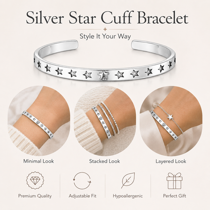 Silver Star Cuff Bracelet product guide graphic