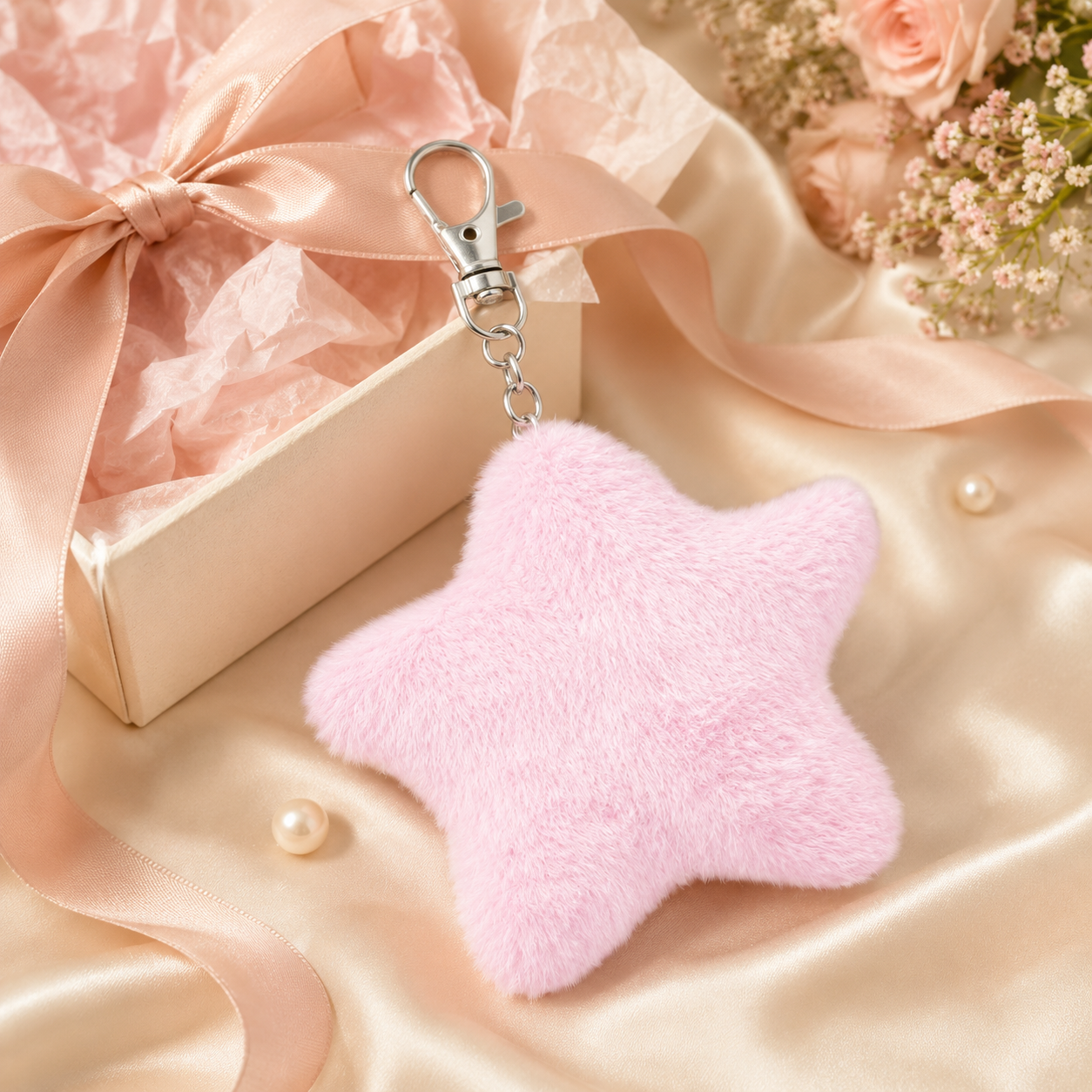 Star Pom Pom Keychain gift-ready packaging image