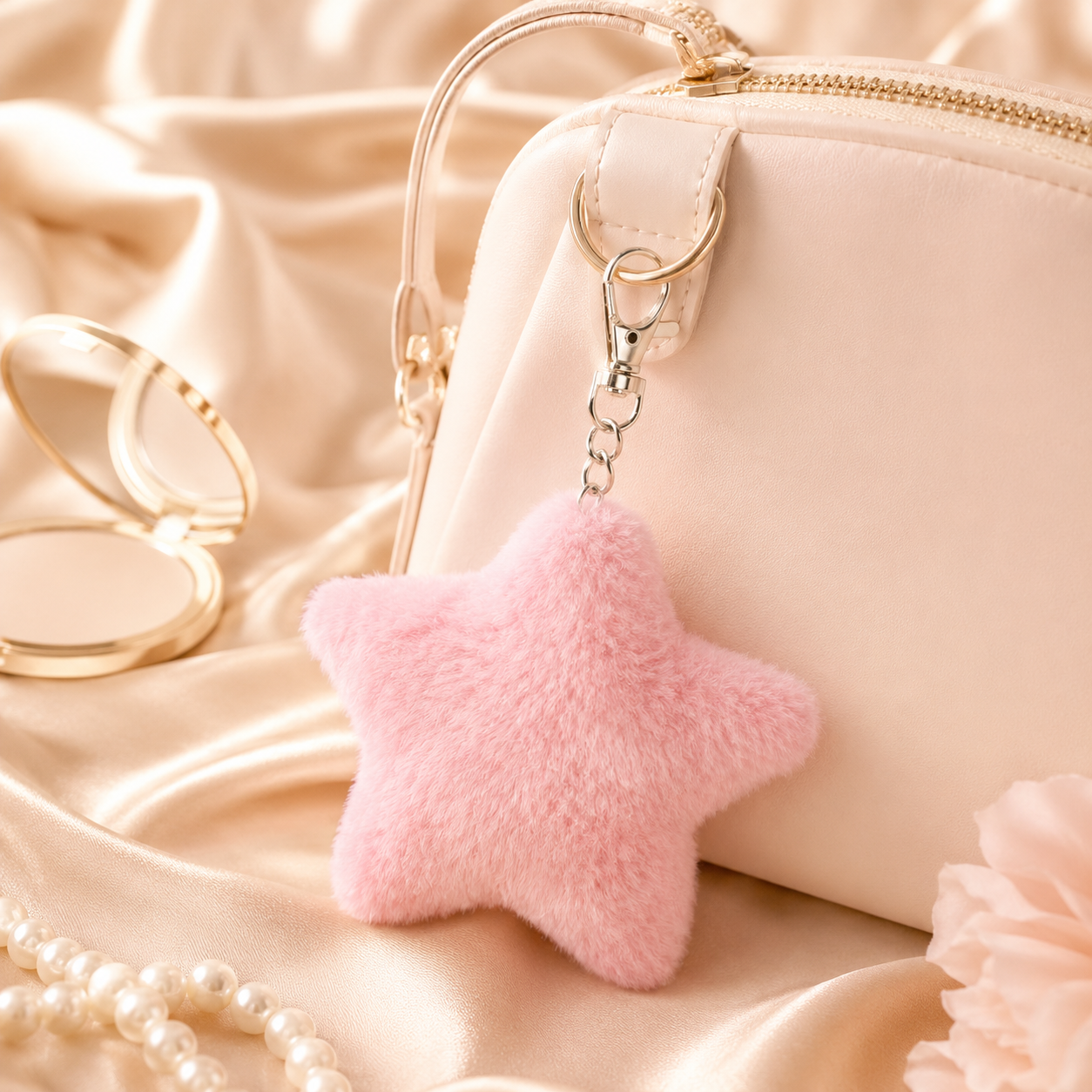 Star Pom Pom Keychain lifestyle image