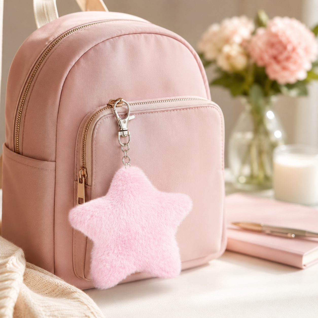 Star Pom Pom Keychain styling inspiration image