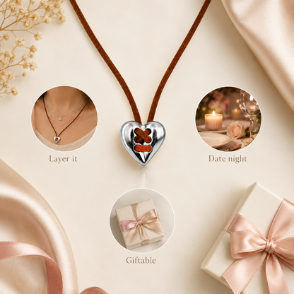 Vintage Silver Heart Leather Necklace product guide graphic