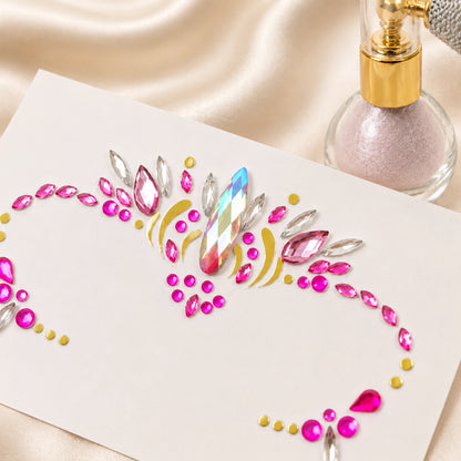 Soft Pink Festival Glow Bundle scale and fit view with handheld shimmer atomizer and face gems
